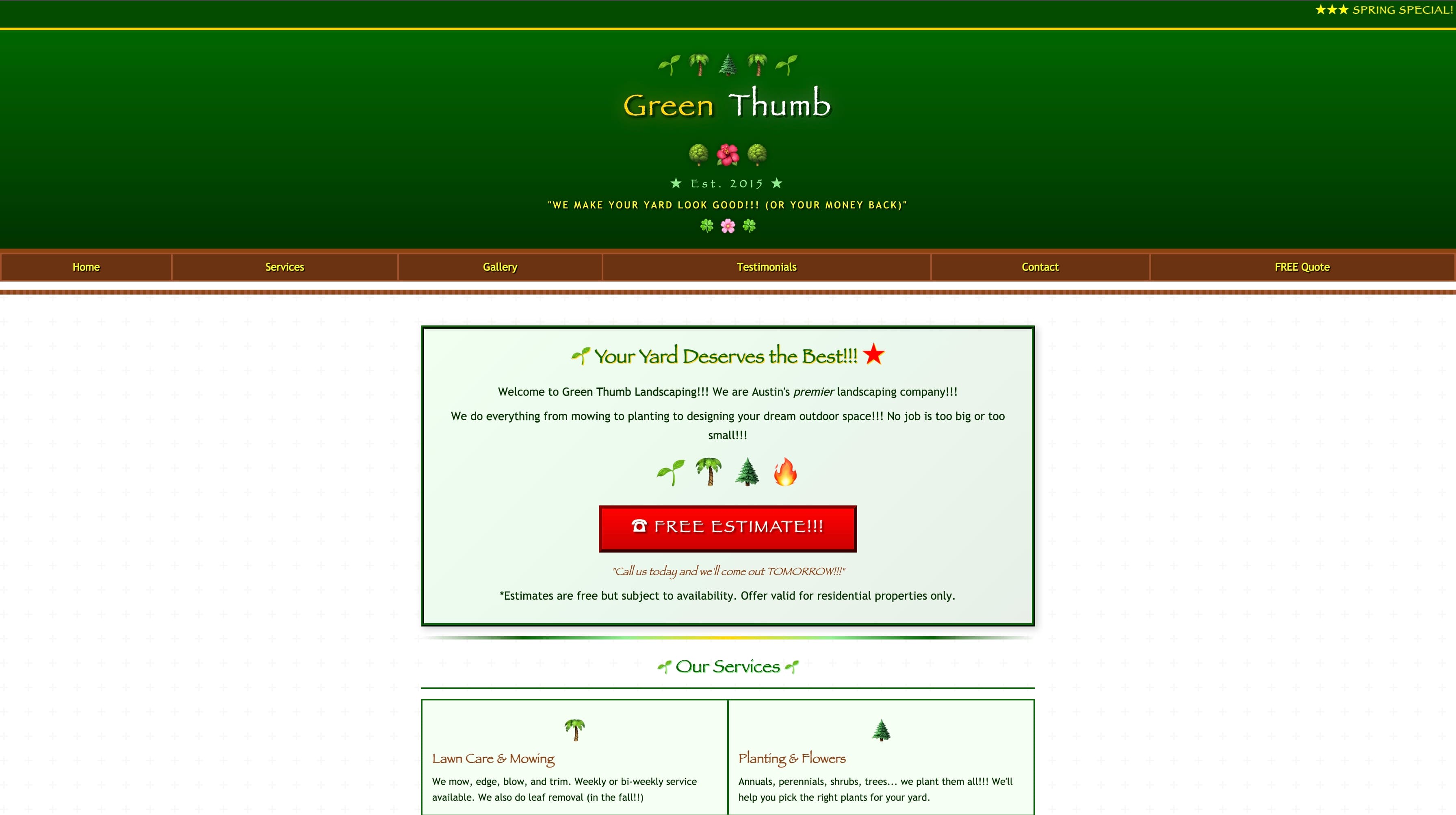 Green Thumb Landscaping before redesign